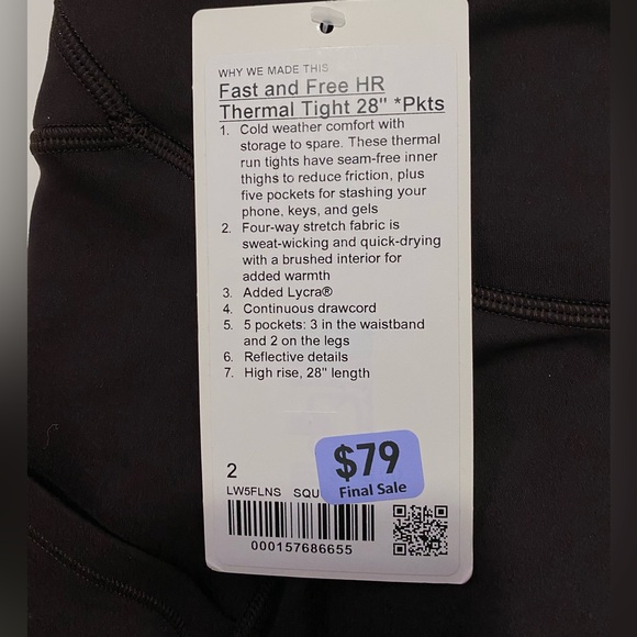 Lululemon - Fast and Free High Rise Thermal Tight 28” *Pockets - NWT - Picture 5 of 8